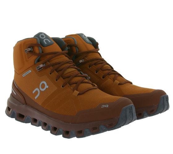 ON Running Cloudrock Damen Wander-Schuhe mit Missiongrip wasserdichte Trekking-Boots mit Zero-Gravity-Wolken 23.99614 Orange/Braun