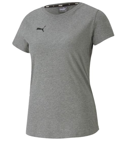 PUMA TeamGoal23 Damen T-Shirt Sport-Shirt Baumwoll-Shirt mit Logo-Patch Fitness-Shirt 657085 33 Grau