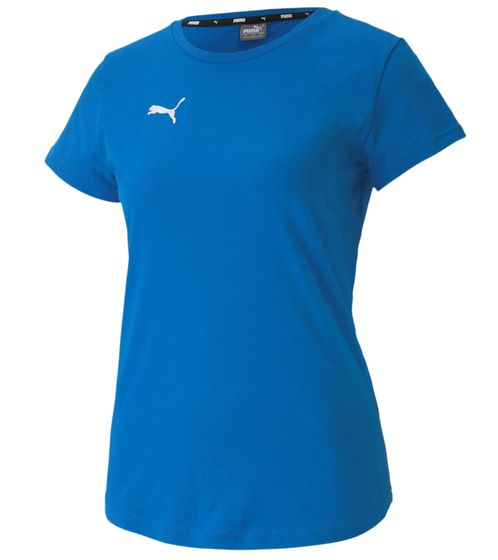 PUMA TeamGoal23 Damen T-Shirt Sport-Shirt Baumwoll-Shirt mit Logo-Patch Fitness-Shirt 657085 02 Blau