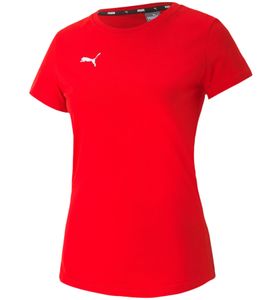 PUMA TeamGoal23 Damen T-Shirt Sport-Shirt Baumwoll-Shirt mit Logo-Patch Fitness-Shirt 657085 01 Rot