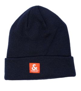 JACK & JONES Mütze gemütlicher Winter-Beanie mit Logo-Patch auf der Front 12215849 Navy