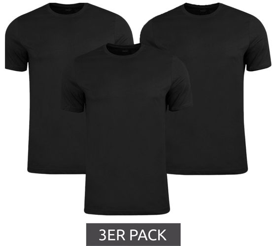 3er Pack Herren Baumwoll-Shirt T-Shirts Rundhals-Shirt Basic-Shirt 678256 02 Schwarz