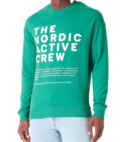 JACK & JONES pull col rond homme avec imprimé "The Nordic" sur le devant pull col rond 12233593 vert