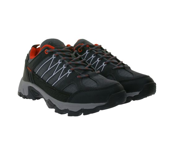 Black Crevice women's low-cut trekking shoes, waterproof outdoor shoes with real leather BCR342519-BR black/grey/red