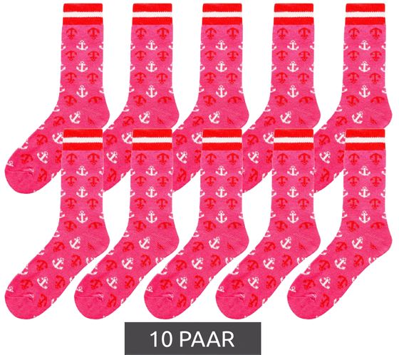 10 Paar ZWILLINGSHERZ Onesize Kuschel-Socken mit Ankern Freizeit-Strümpfe 4603S-6 Pink