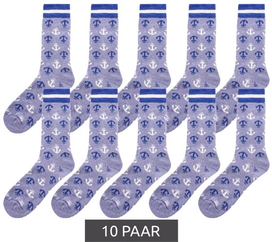 10 Paar ZWILLINGSHERZ Onesize Kuschel-Socken mit Ankern Freizeit-Strümpfe 4603S-5 Blau