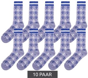 10 pares de calcetines cómodos con anclas de talla única ZWILLINGSHERZ, medias de ocio 4603S-5 azul