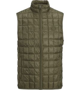 JACK & JONES River Light men's quilted vest with rubberized brand logo on the chest, leisure vest 12215573 Khaki