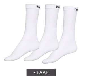 3 pairs of hummel basic sports socks with brand lettering, cotton socks, everyday socks 205603 9001 white