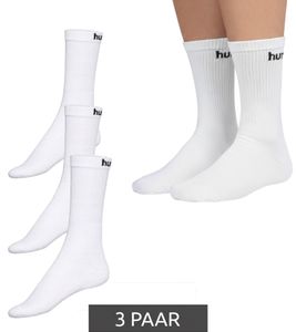 3 paires de chaussettes de sport hummel basic avec lettrage de la marque, bas en coton, chaussettes de tous les jours 205603 9001 blanc
