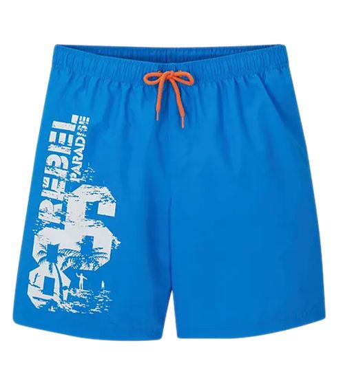 coole Kinder Bade-Shorts mit Print und Farbakzenten schnell trocknende Schwimm-Hose für Jungen 911807 Blau/Weiß