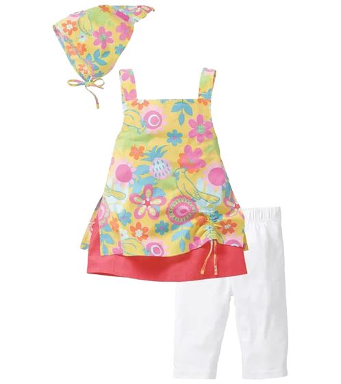 ensemble élégant pour enfants robe avec imprimé floral et leggings pour filles avec couvre-chef 933599 coloré