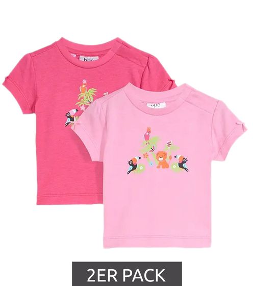 Confezione da 2 t-shirt per bambini maglietta in cotone con stampa frontale di animali magliette a maniche corte 964224 rosa/rosa