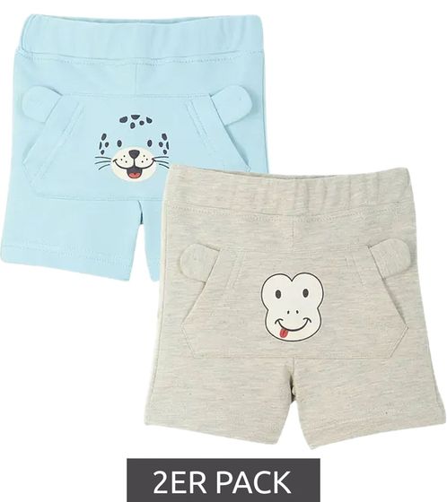 Confezione da 2 pantaloncini corti per bambini in cotone shorts con stampa animalier davanti pantaloni estivi per ragazzi 958690 blu/grigio