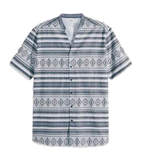 Men's cotton shirt, short-sleeved shirt, summer shirt, holiday shirt 935489 white/blue