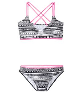 stylisches Kinder Bikini-Set mit coolem Inka-Muster bedruckt Sommer-Bikini für Mädchen 968992 Bunt