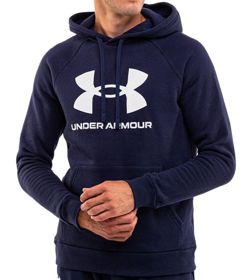 UNDER ARMOUR Rival Fleece Logo Hoodie Men's Hooded Sweater Cotton Sweater 1379758-410 Blue