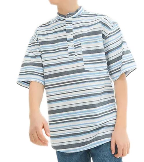 Camicia per bambini a maniche corte a righe per ragazzi camicia in cotone camicia estiva 918637 blu/bianco