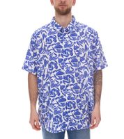 Camisa de viscosa para hombre, camisa de manga corta con estampado floral, camisa de verano, camisa de vacaciones 945910 blanco/azul Camisa de viscosa para hombre, camisa de manga corta con estampado floral, camisa de verano, camisa de vacaciones 945910 blanco/azul