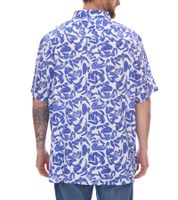 Camisa de viscosa para hombre, camisa de manga corta con estampado floral, camisa de verano, camisa de vacaciones 945910 blanco/azul Camisa de viscosa para hombre, camisa de manga corta con estampado floral, camisa de verano, camisa de vacaciones 945910 blanco/azul