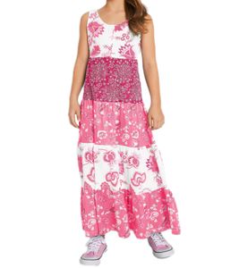 Kinder nachhaltiges Mädchen Maxi-Kleid ärmelloses Sommer-Kleid mit Muster-Mix 932951 Rosa/Weiß