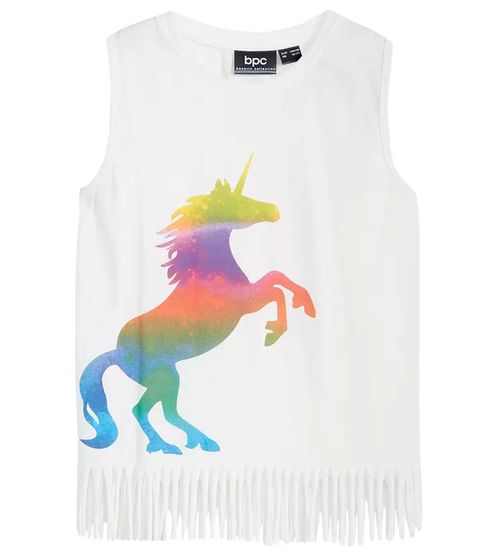 trendy children's tank top for girls with unicorn front print cotton shirt summer shirt 950144 white