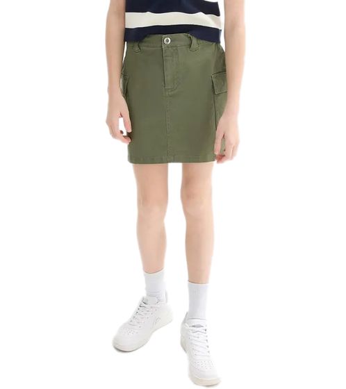 trendy children's cargo skirt for girls summer skirt with side pockets cotton skirt 906440 olive green