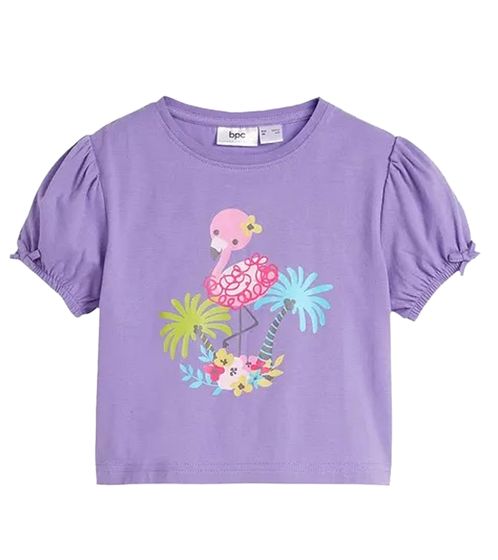 fashionable children's T-shirts for girls with flamingo front print cotton shirts 905090 purple