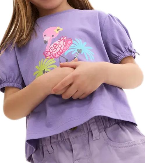 T-shirts pour enfants à la mode pour filles avec chemises en coton imprimé flamant rose sur le devant 905090 violet