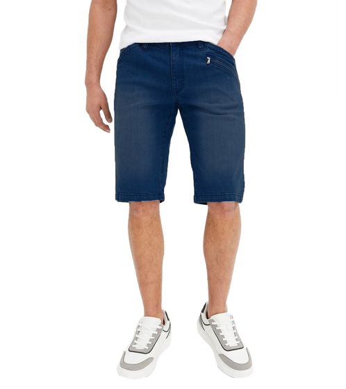 Moderni pantaloncini jeans da uomo, pantaloni corti in denim, vestibilità ampia con tasca frontale con zip 911414 blu