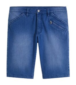 modern men's jeans shorts, short denim trousers, loose fit with zip pocket on the front 911414 blue