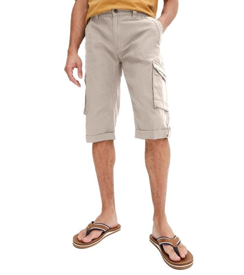 practical men's cargo long Bermuda shorts made of linen summer fabric shorts 918579 beige