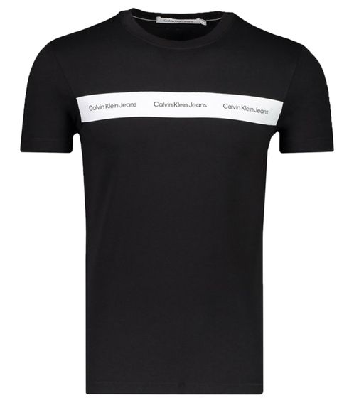 Calvin Klein Herren T-Shirt mit Logo-Print Baumwoll-Shirt Alltags-Shirt J30J320624 Schwarz