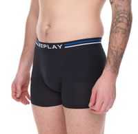2er Pack REPLAY Herren Retro Boxershorts Baumwoll-Unterwäsche Schwarz/Türkis oder Schwarz/Blau
