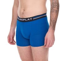 2er Pack REPLAY Herren Retro Boxershorts Baumwoll-Unterwäsche Schwarz/Türkis oder Schwarz/Blau