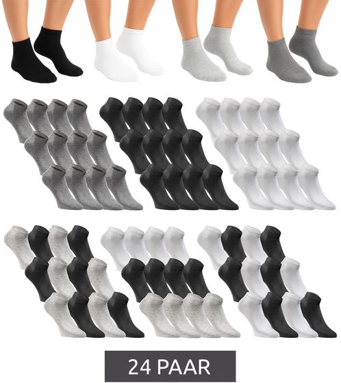 24 Paar JACK & JONES Short Sock Sneaker-Socken Sport-Strümpfe Baumwoll Quarter-Socken Sparpack 12260511 in Schwarz, Grau, Weiß oder im Mix