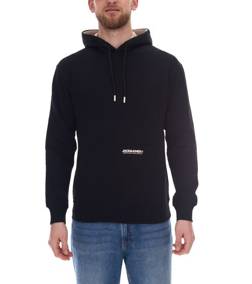 JACK & JONES Elegacy felpa da uomo con cappuccio maglione in cotone 12256534 nero