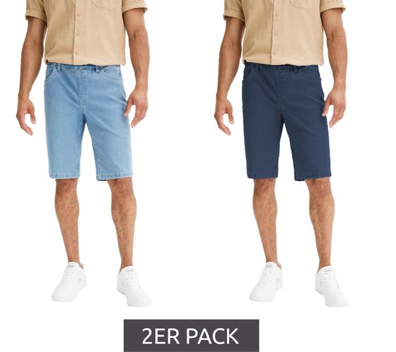 2er Pack Herren Shorts kurze Denim-Hose im 5-Pocket Style Jeans-Hose Regular-Fit 941019 Blau/Dunkelblau