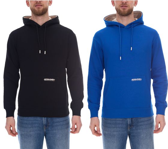 JACK & JONES Elegacy felpa da uomo con cappuccio maglione in cotone 12256534 in nero o blu