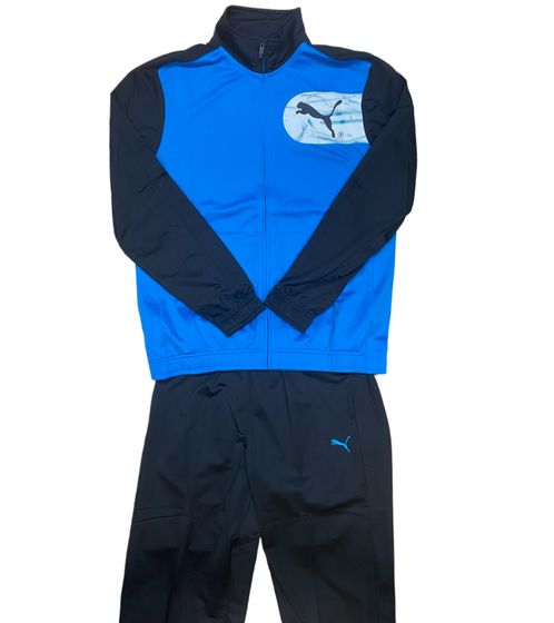 PUMA Poly Suit tuta da allenamento da uomo, tuta sportiva alla moda, tuta fitness 831779 01 blu/nero