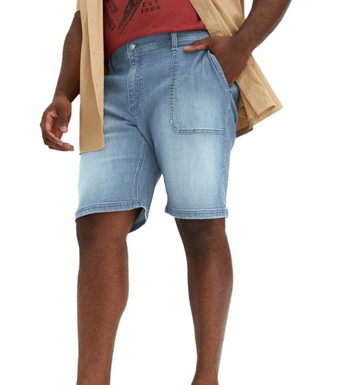 lässige Herren Stretch Jeans-Bermuda kurze Denim-Shorts Loose-Fit in angesagtem Vintage-Look 956411 Blau