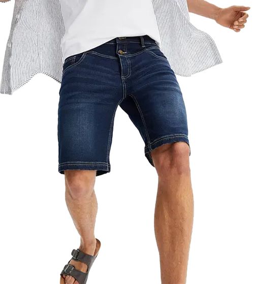 fashionable men's stretch jeans Bermuda shorts, regular fit in a trendy vintage look 973590 dark blue