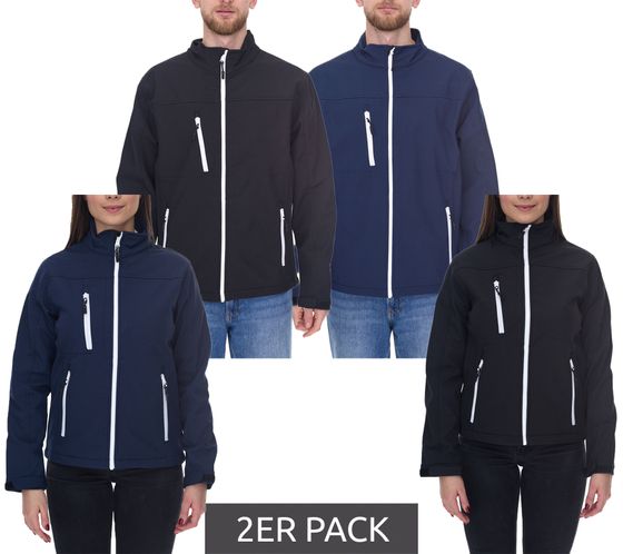 2er Pack SANTINO Softshell-Jacke wasserabweisende Outdoor-Jacke für Damen oder Herren Sparpack Alltags-Jacke in Blau oder Schwarz