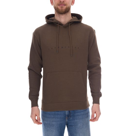 JACK & JONES Star Sweat Pullover da uomo con cappuccio in cotone con stampa logo 12233972 Marrone