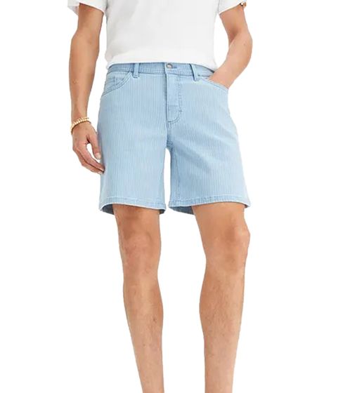 Jean stretch pour hommes à la mode Bermuda short en jean coupe classique à fines rayures 922918 bleu clair