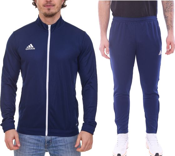 Tuta da jogging da uomo adidas Entrada 22, tuta da presentazione sostenibile con AEROREADY H57523/HC0333 blu scuro