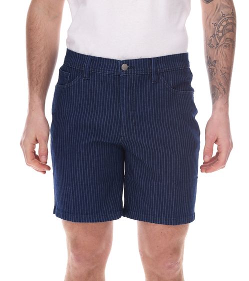 modische Herren Stretch Jeans-Bermuda Denim-Shorts Regular-Fit im Nadelstreifen-Look 946959 Dunkel-Blau