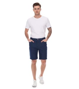 Bermudas de hombre, denim elástico, corte regular, raya diplomática, talla grande 946959, azul oscuro