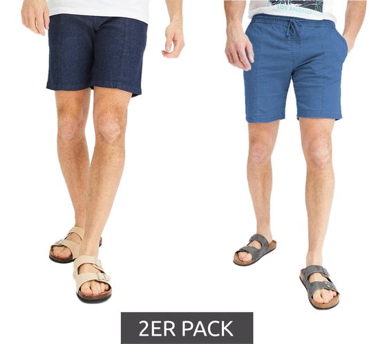 Pack of 2 men's jeans shorts, denim trousers, cotton trousers, short trousers, summer trousers 922711 blue/dark blue