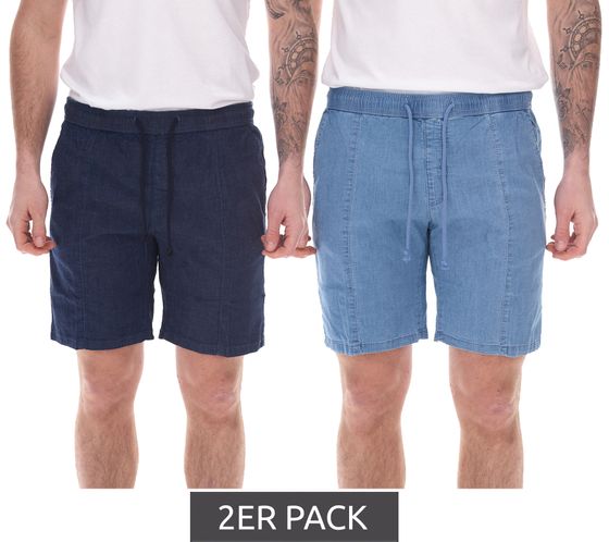 Lot de 2 shorts en jean pour homme, pantalons en jean, pantalons en coton, pantalons courts, pantalons d'été 914694 bleu clair/bleu foncé